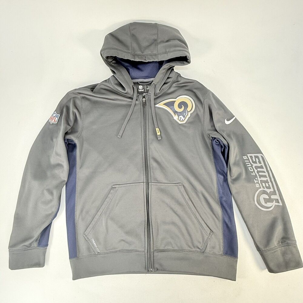 Nike Full Zip St. Louis Rams Jacket Mens Medium Therma-Fit Hooded Sweatshirt